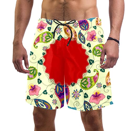 Maillots de bain hommes JDEZ short de plage à séchage rapide fleur rouge