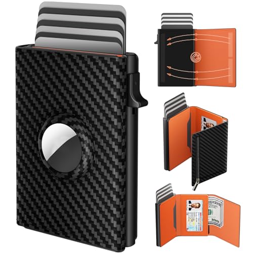 Portafoglio AirTag Uomo, Porta Carte di Credito Con Blocco RFID, Portacarte Pop-up in Pelle, Portamonete e Contanti,...