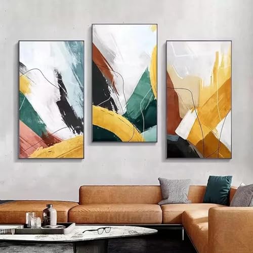 Toile art moderne abstrait JACBON 40x100 cm triptyque sans cadre pour salon
