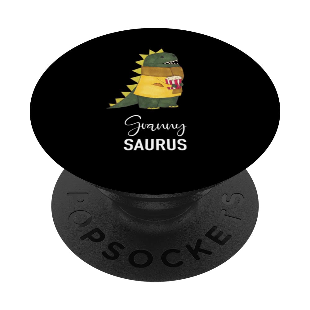 Granny Saurus - Funny Dinosaur PopSockets Swappable PopGrip, Black