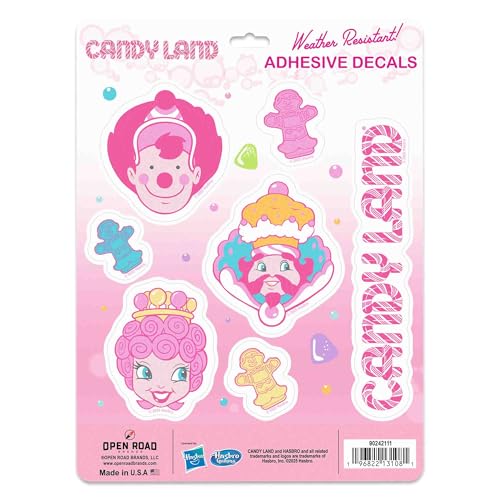 Image of Hasbro Candy Land Game Icons Adhesive Vinyl Decals - Fun Candy Land Stickers for Laptop or Water Bottle, 1 Pack (7 Count)