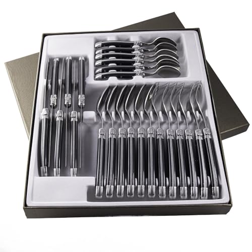 THIERS IFORGE - Ménagère laguiole 24 pièces coloris noir