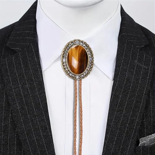 Image of GelConnie Native American Bolo Tie Rodeo Cowboy Leather Necktie Western Necklace Costume Accessories for Men,Women