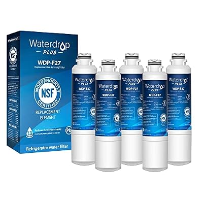 Waterdrop Plus DA29-00020B NSF 401&53&42 Certified Refrigerator Water Filter, Replacement for Samsung DA29-00020B, DA29-00020A, HAF-CIN/EXP, DA29-00020B-1, 5 Pack, Package May Vary