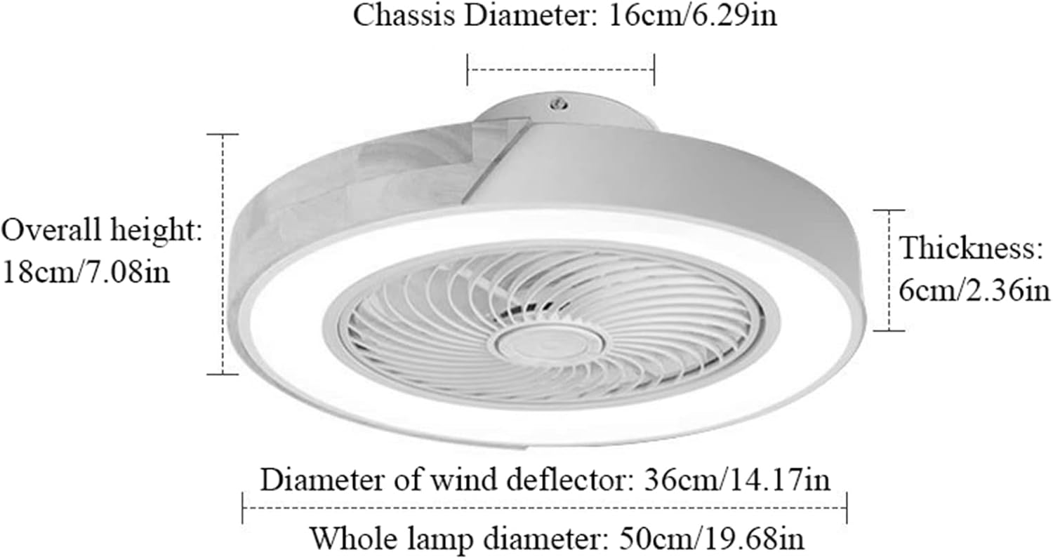 YUEGOO Ceiling Fans with Lamps,Led Ceiling Fan with Lighting,Ceiling Fans with Remote Control,Ultra Thin Fan Invisible with Lighting,3 Color Changeable,2H Timing,Round Fan Light for Living Room,Bedroo