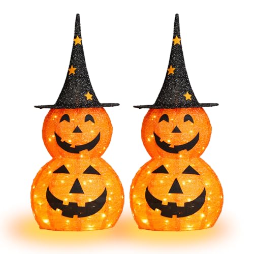 VINGLI 3FT Cute Collapsible Lighted Halloween Decorations Outdoor, Pop Up