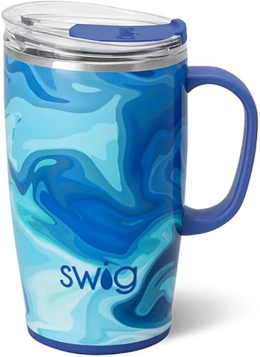 Vista 13 de Swig Life - Taza de viaje de 22 onzas, vaso con aislamiento y asa con tapa, apto para portavasos, apto para lavavajillas, de acero inoxidable, taza