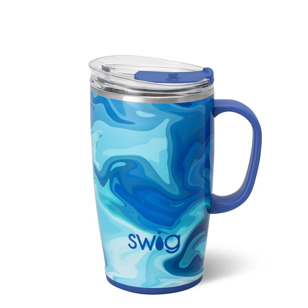 Swig Life 18oz Travel Mug, Insulated Tumbler with Handle and Lid, Travel Coffee Mug, Cup Holder Friendly, Stainless Steel 18 oz Tumbler, Reusable