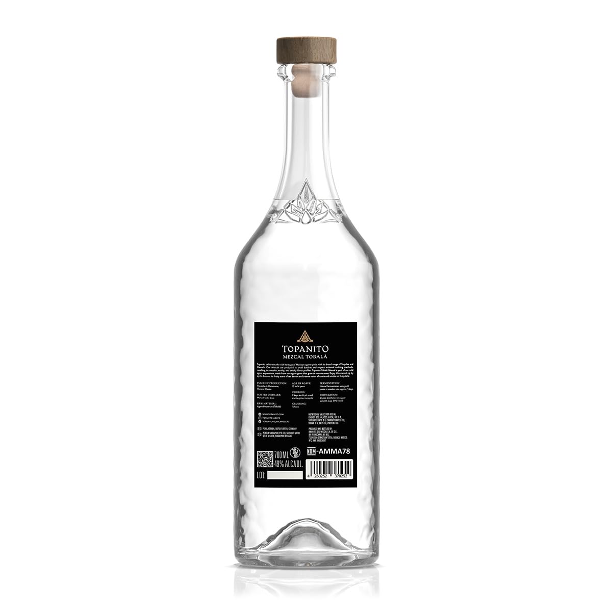 Topanito Mezcal Artesanal Tobalá Blanco | Zu 100% aus der wild wachsenden Tobalá Agave | 49% Vol. | 1 x 700ml