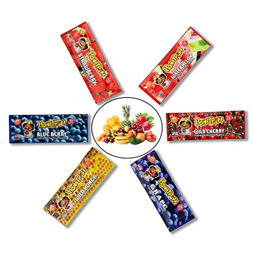 Honeypuff Flavored Rolling Papers, King Size Flavored Rolling Paper With 6 Kind Different Fruit, Individually Sealed Packaging (6packs-flavors)