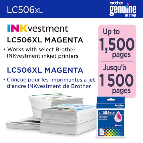 Image of Brother Genuine LC506XLM High Yield Magenta Ink Cartridge (for use INKvestment 4355, 4555, and 4557 Printers)