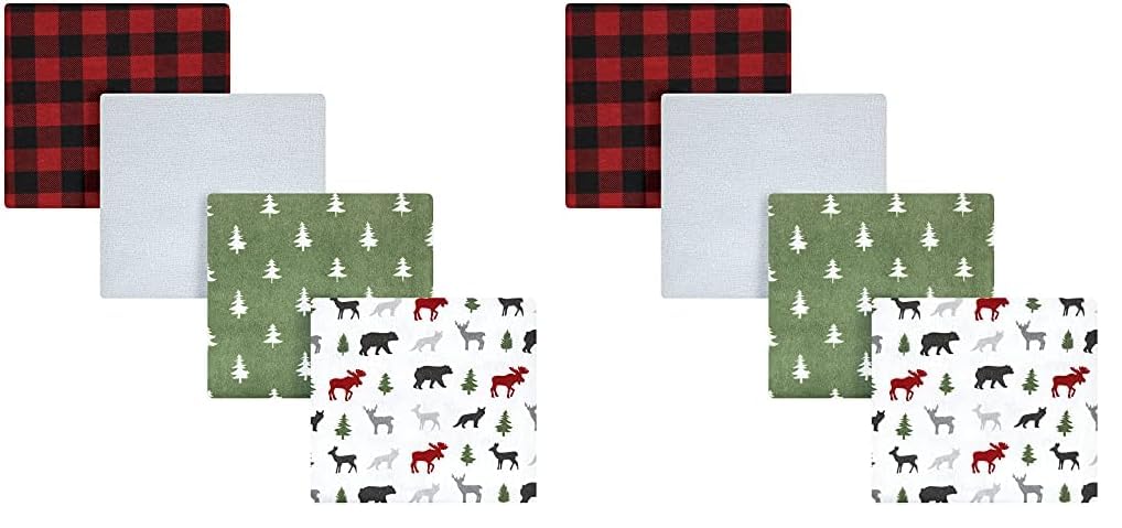 Hudson Baby Unisex Baby Cotton Flannel Receiving Blankets, Woodland Christmas, One Size (Pack of 2)