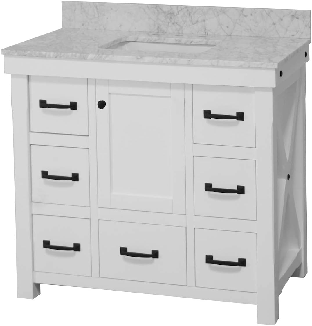 Tuscany 42-inch Bathroom Vanity (Carrara/White): Includes White Cabinet with Authentic Italian Carrara Marble Countertop and White Ceramic Sink