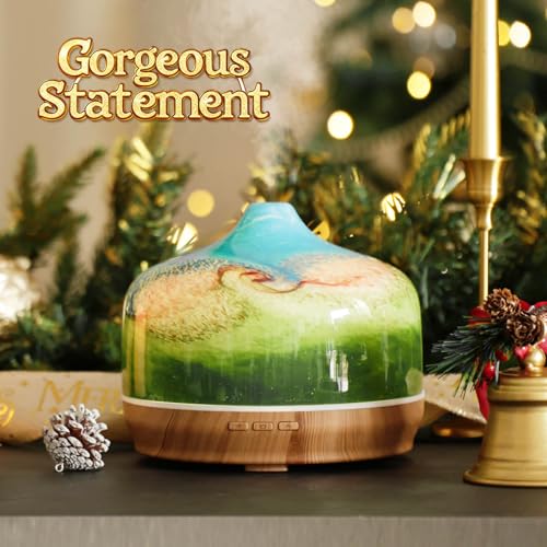 Porseme 500ml Glass Essential Oil Diffuser Aromatherapy Ultrasonic Cool Mist Humidifier 15-21 Running Hours Waterless Auto-Off Air Diffusers for Sleeping Yoga Working Spa(Blue Grass) by Porseme - Image 4