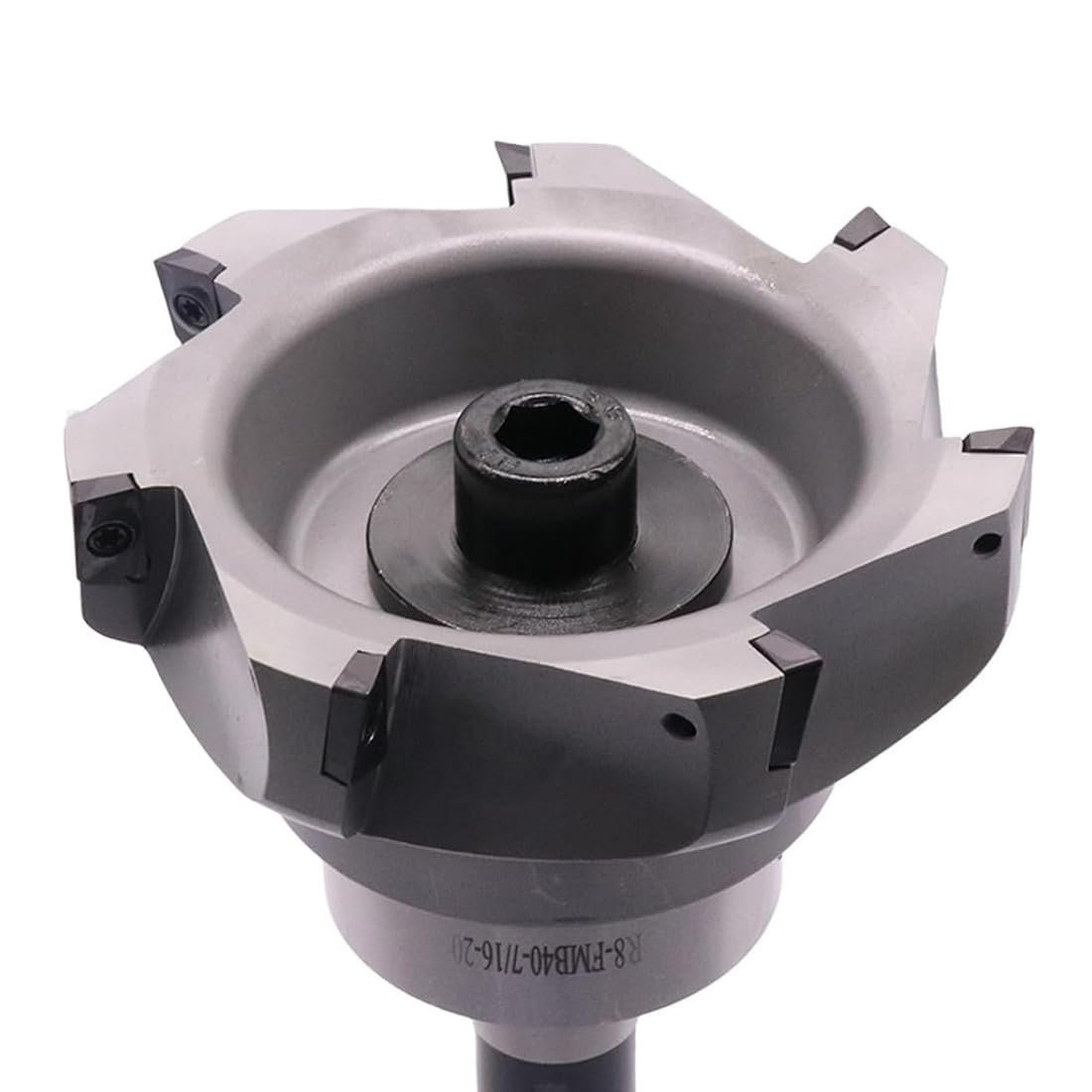 R8 FMB40 7/16-20 Shank Face End Mill Arbor and 4.92"/125mm Cutting Diameter 7-Flute 400R-125-40-7T CNC Face End Milling Shell Cutter with 10Pcs APMT1604 Carbide Inserts and T15 Wrench