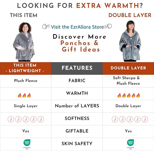 Fleece-Poncho-Blanket-No-Sleeves-Lightweight-Warm-Wrap-Shawl-Wearable-Blanket-Lap-Blanket-Gift-for-Grandma-100-Fleece-Velvet-Lavender