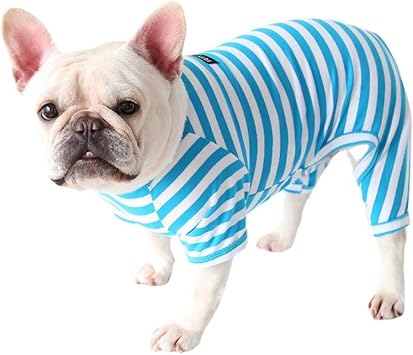 Dog Pajamas,Dog Striped Jumpsuit Pet Clothes Leg Cover Pjs for Cats DogsBlue,XS