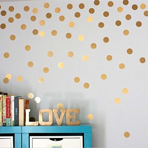 Yanqiao Gold Wall Decal Dots Easy Peel & Stick and Safe on Walls Paint Removable Vinyl Polka Dot Decor Round Circle Art Glitter Sayings Sticker Large Paper Sheet Set for Nursery Room