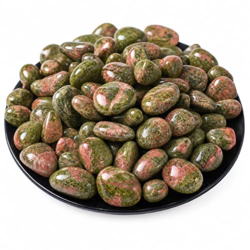 Image of Polished Unakite Crystal Stone Set - 72 Pcs, 0.5 inch 10 oz Handpicked Tumbled Gemstones Rocks, Pebbles for Reiki, Chakra, Healing, Home Decor