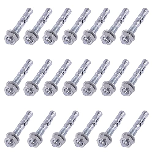 Glarks 20 anclajes de cuña de 3/8 'x 2-3/4' chapados en zinc para hormigón