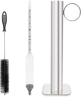Maple Syrup Hydrometer Test Cup Kit, Maple Syrup Density Kit, Baume and Brix Scale, Stainless Steel Maple Syrup Kit with Cleaning Brush, Calibrated to Create Pure Maple Syrup