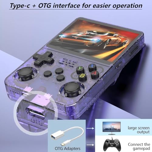 Image of R36S Retro Game Console 3.5 IPS, 64GB 15000+ Games, 13+ Emulators, Portable Handheld for Kids /Adults (Purple)
