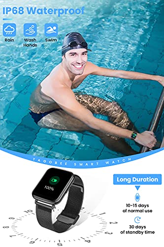 TagoBee-Smartwatch-HombreIP68-Impermeable-con-169-Tactil-Completa-Reloj-Inteligente-Hombre-Monitor-de-Sueno-PulsometroOxigeno-de-Sangre-Podometro-24-Modos-Deporte-Compatible-con-iOS-y-Android