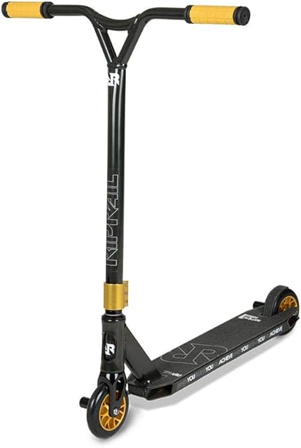 Riprail Semi Pro 1 Performance Stunt Scooter with Alloy Deck, Alloy Core Wheels, ABEC-9 Bearings, Alloy NECO Threadless Headset, Alloy CNC Machined Fork, 2 Pegs and Gold Components