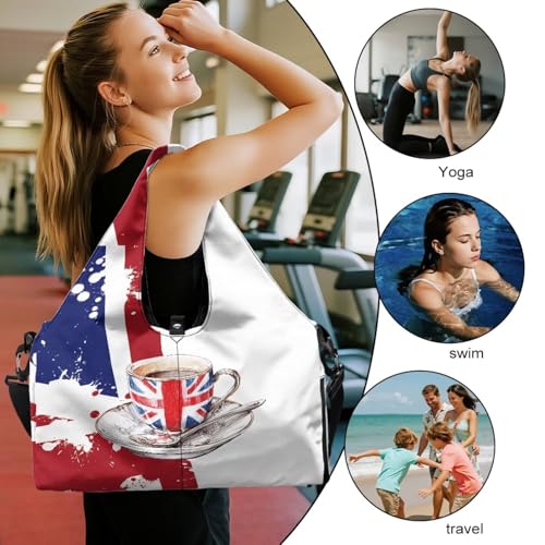 Mens Travel Bag with Shoe Compartment, British Flag Mens Gym Bag with Wet Dry Pocket, Double Zipper, Lightweight Sports Bag for Office Weekend Travel Shopping3