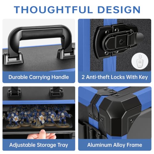 Image of Miniatures Storage Case Miniatures Transport Case Aluminum Alloy Frame with Lock (Large Size)