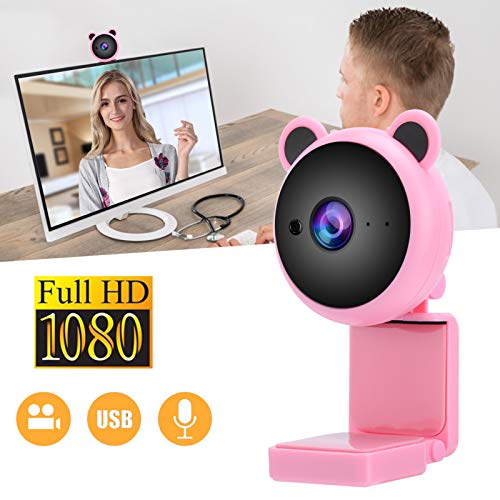 CUTULAMO USB-Computerkamera, USB-Schnittstelle 2MP- -Videoaufzeichnungs-Webkamera High-Fidelity-Mikrofon für Live-Übertragungen für Online-Unterricht(Rosa) – Bild 4