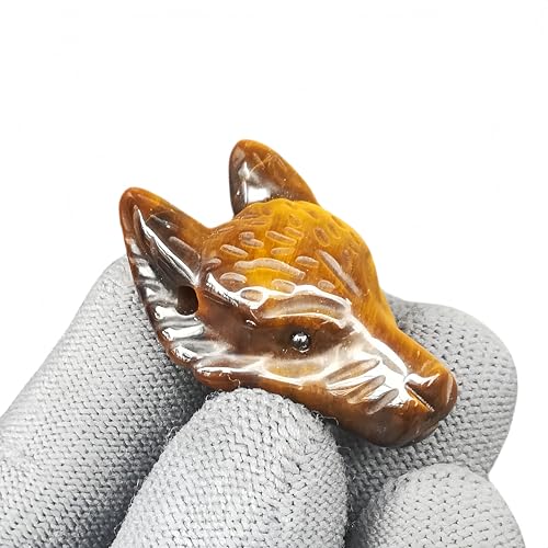 Sunshcat Natural Tiger's Eye Pocket Wolf Head Crystals and Healing