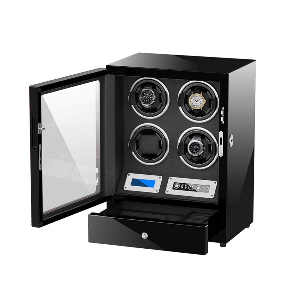 CGCSYZ Watch Winder For 4 O'Clock Heart Built-In Lighting Piano Finish Carbon Fiber Exterior 5 Modes Of Rotation With (B A)