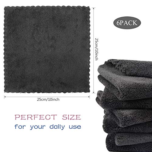 Kinhwa Dish Cloths For Washing Dishes Ultra Absorbent Microfiber Dish Rag Super Soft Kitchen Wash Cloth Easy Cleaning Household Cloth 9.8Inchx9.8Inch Dark Grey 6 Pack #TOP4