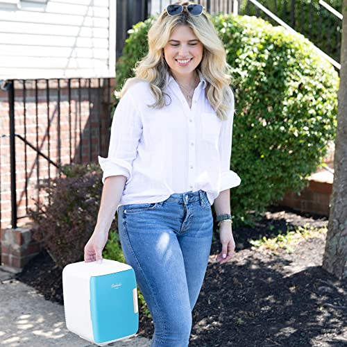 Cooluli Skin Care Mini Fridge For Bedroom - Car, Office Desk & Dorm Room - Portable 4L/6 Can Electric Plug In Cooler & Warmer For Food, Drinks, Beauty & Makeup - 12V Ac/Dc & Exclusive Usb Option, Blue #TOP6