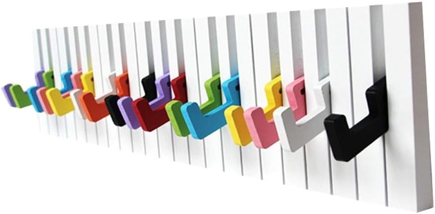 Simple Living Room Hook, Wall Hanging Creative Coat Wooden Hanger Children Piano Key Kindergarten Bedroom