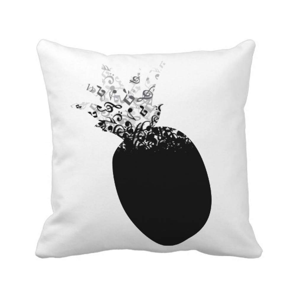 Coussin blanc musique notes noires ananas carré housse décoration canapé