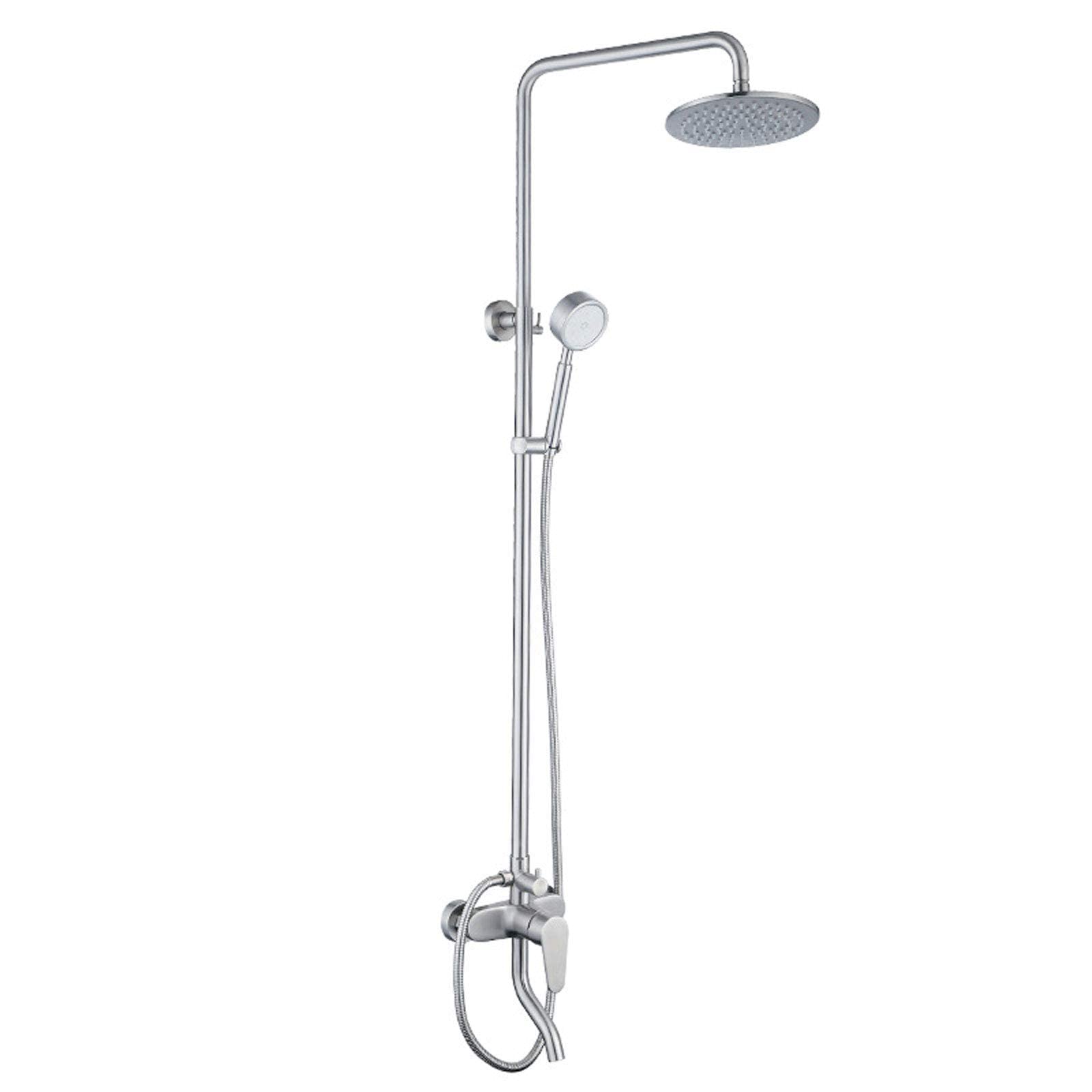 AYCDL Stainless Steel Shower System Rainfall, Bathroom Shower Set Wall Mounted with Overhead Shower Head Tap, Adjustable Height Shower Mixer Set for Gym Hotel