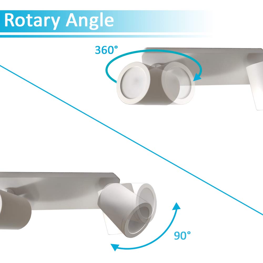 FactorLED Lámpara de Techo Led Blanco Ajustable y Rotatorio con Bombillas GU10, Aplique 18W Luz Fría 6000K, Barra de 3 Focos Orientables, Iluminación Interior