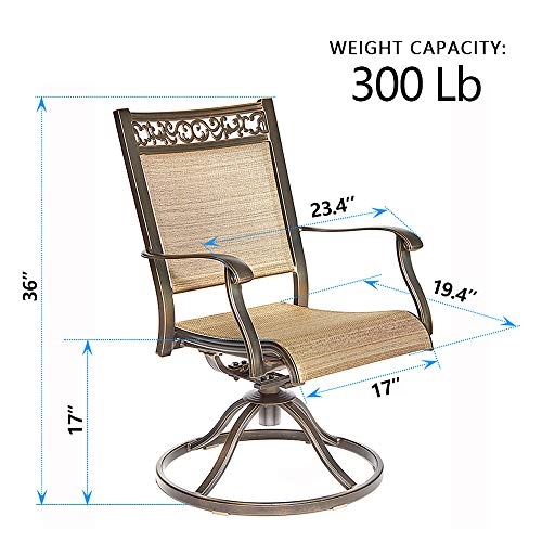 Dali Swivel Rocker Chair, Cast Aluminum All-Weather Comfort Club Arm Patio Dining Chair 2 Pc #TOP5