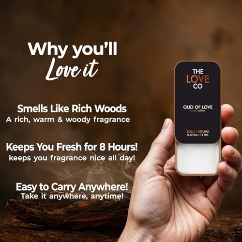Image of THE LOVE CO. Solid Perfume for Men & Women | Long-Lasting Floral Fragrance Balm | Alcohol-Free, Travel-Friendly, Pocket Perfume Stick | Luxury Scent - 12gm (Oud of Love)