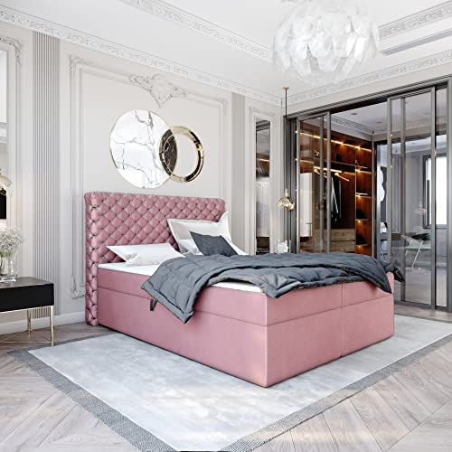 Boxspringbett Doppelbett EXFORD - 160x200cm Bett mit Bonellmatratze, mit...