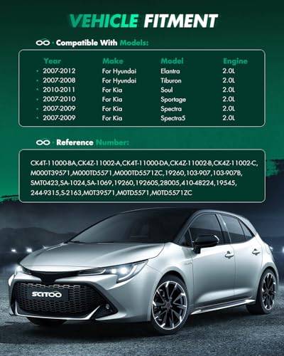 Image of SCITOO Starter Motor 17988 for Hyundai for Elantra 2.0L 2007-2012 for Tiburon 2007-2008 for Kia for Soul 2010-2011 for Spectra 2007-2009 for Sportage 2.0L 2007-2010 12V 1.2kW CW 8-Tooth Pinion PMGR