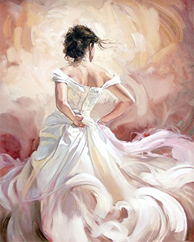 YEESAM ART, Peinture par numéro, DIY pour adultes et enfants débutants, Belle femme et mariée. Toile en lin, 40,6 x 50,8 cm. Peinture acrylique sans stress avec des numéros, cadeaux