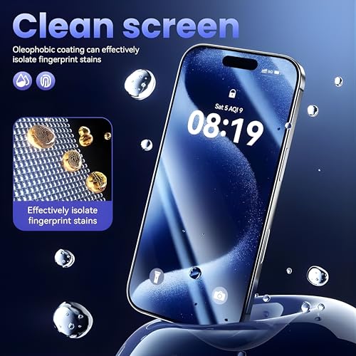 Image of OHAYO Tempered Glass Screen Protector Compatible with iPhone 17 Pro (6.3 inch) - 9H Hardness, HD Clear, Bubble-Free, Scratch Resistant, Case Friendly, Oleophobic Coating