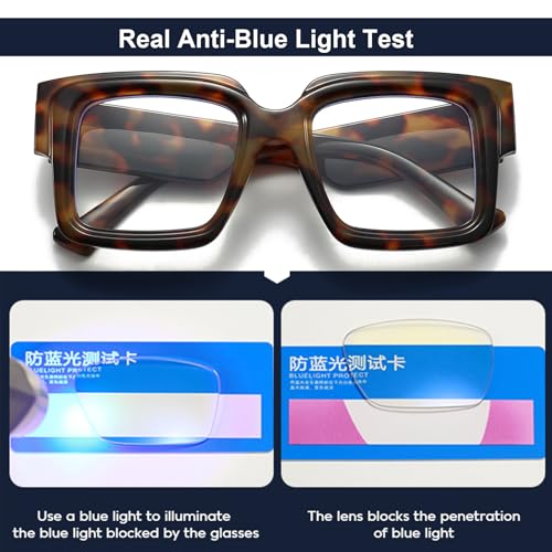 Image of Mirkcittle Eyeglasses Oversized Blue Light Glasses for Women Men Square Fashion Thick Glasses Non-Prescription Black Glasses