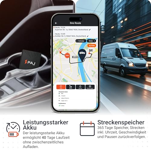 PAJ GPS COMPACT Finder 4G - GPS Tracker für Autos, Motorräder und LKWs - bis zu 40 Tage Akkulaufzeit - Ortungsgerät für Diebstahlschutz mit Live-Ortung, Alarmbenachrichtigungen im Notfall