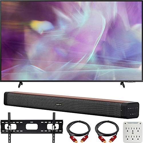 Samsung QN65Q60AAFXZA 65 Inch QLED 4K Smart TV 2021 Bundle with Deco Home 60W 2.0 Channel Soundbar, 37-100 inch TV Wall Mount Bracket Bundle and 6-Outlet Surge Adapter