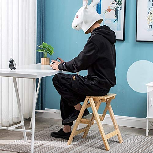 ZHZ-DT 木製のはしご椅子家庭用折りたたみ2ステップラダースツール の商品画像 3