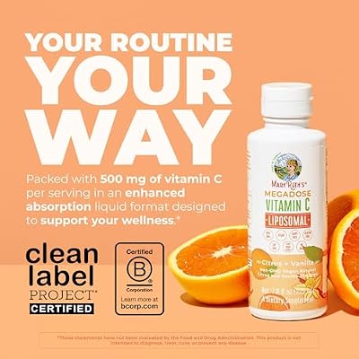 MaryRuth's Megadose Liquid Vitamin C Liposomal | 500 mg Per Serving | Ultra Absorption | Immunity | Antioxidant Support | Collagen Formation | Vegan | Gluten Free | Sugar Free | 7.6 Oz | 30 Servings